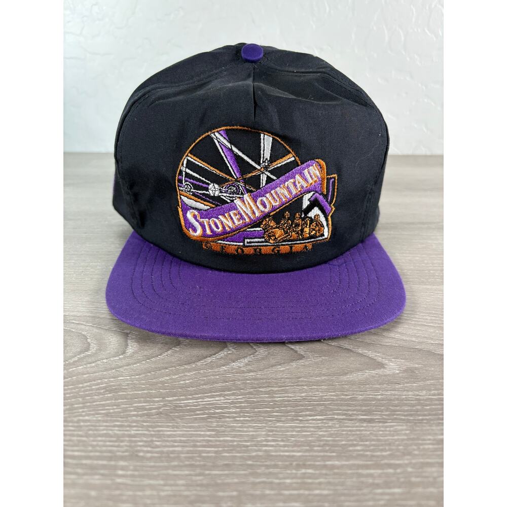 Vintage Stone Mountain Georgia Snapback Hat Purple Ferris Wheel‎ Embroidered USA